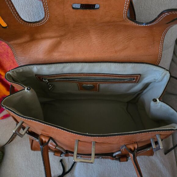 Vintage Luella Brown Leather Gisele Satchel Handbag Heart Tote Buckle Bag - Picture 6 of 6